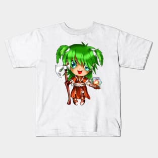 adorable chibi elf barbarian with a d20 Kids T-Shirt